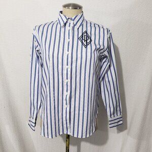 Lauren Ralph Lauren Black Label Striped Cotton Broadcloth Logo Front Shirt PXS